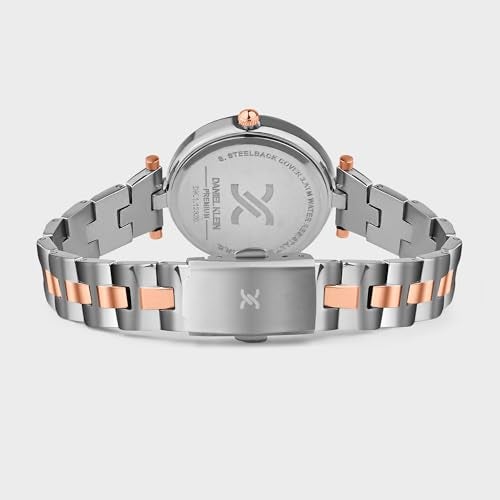 Daniel Klein Analog Maroon Round Dial Two Tone Silver Rose Gold Metal Strap Stone-Studded Water-Resistant Wrist Watch for Women Girls, Ladies DK.1.12320-10 - Image 5