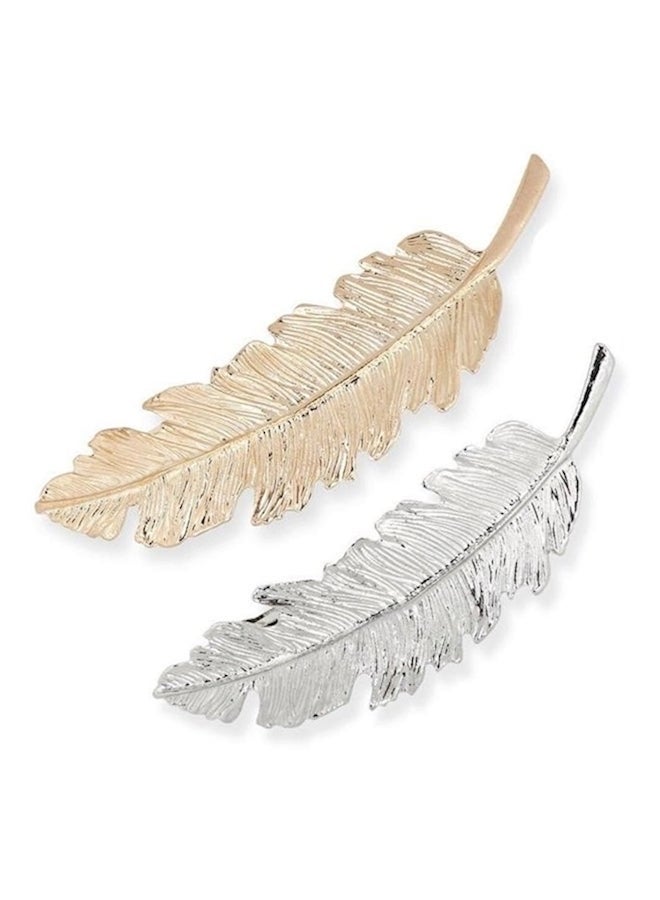 NIBEMINENT 2-Piece Leaf Design Punk Claw Pins Gold/Silver