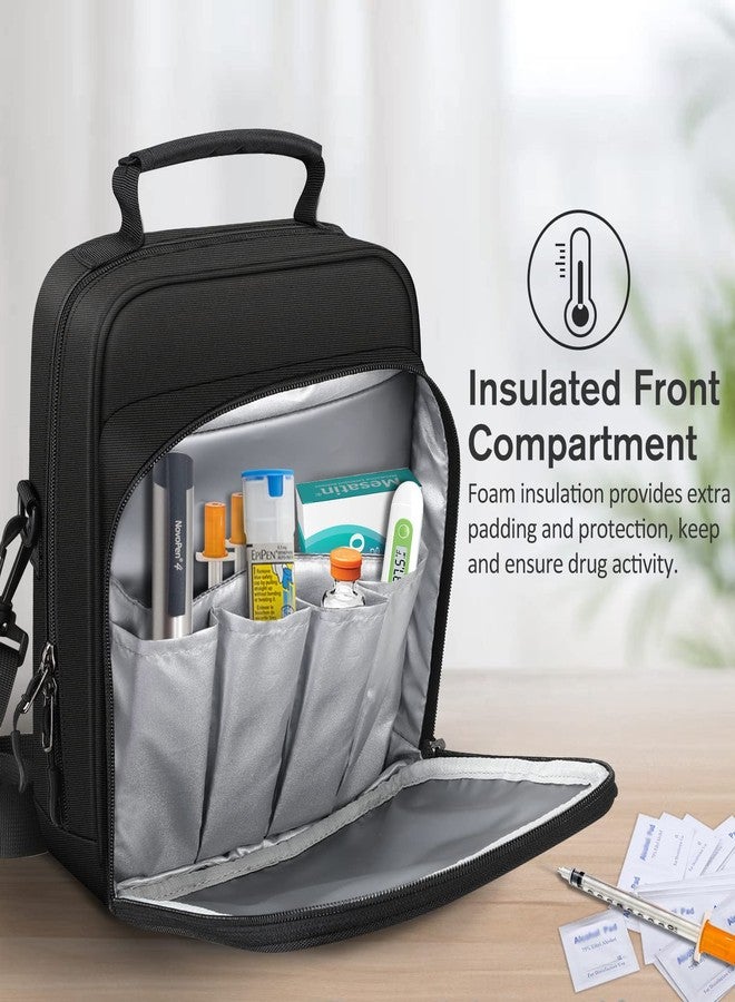 MEDMAX Insulin Cooler EpiPen Carrying Case Insulated, Travel Medication Diabetes Supplies Organizer Bag with Shoulder Strap for Asthma Inhaler, Auvi-Q, Allergy Medicine Essentials (Black) - Image 2
