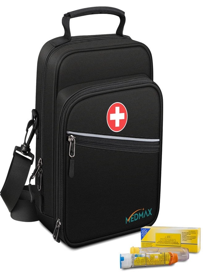 MEDMAX Insulin Cooler EpiPen Carrying Case Insulated, Travel Medication Diabetes Supplies Organizer Bag with Shoulder Strap for Asthma Inhaler, Auvi-Q, Allergy Medicine Essentials (Black) - Image 1