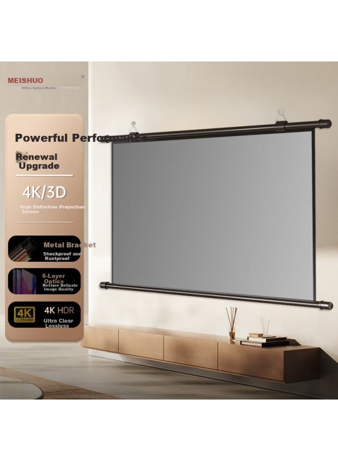 Kuaiduoxiaowu 100-inch 16:9 Gray Fiberglass Anti-light Hanging Wall Screen Easy Tallation 4k Hd Projector Screen【no Drilling】projector Xiaomi Mijia Epson - Image 1