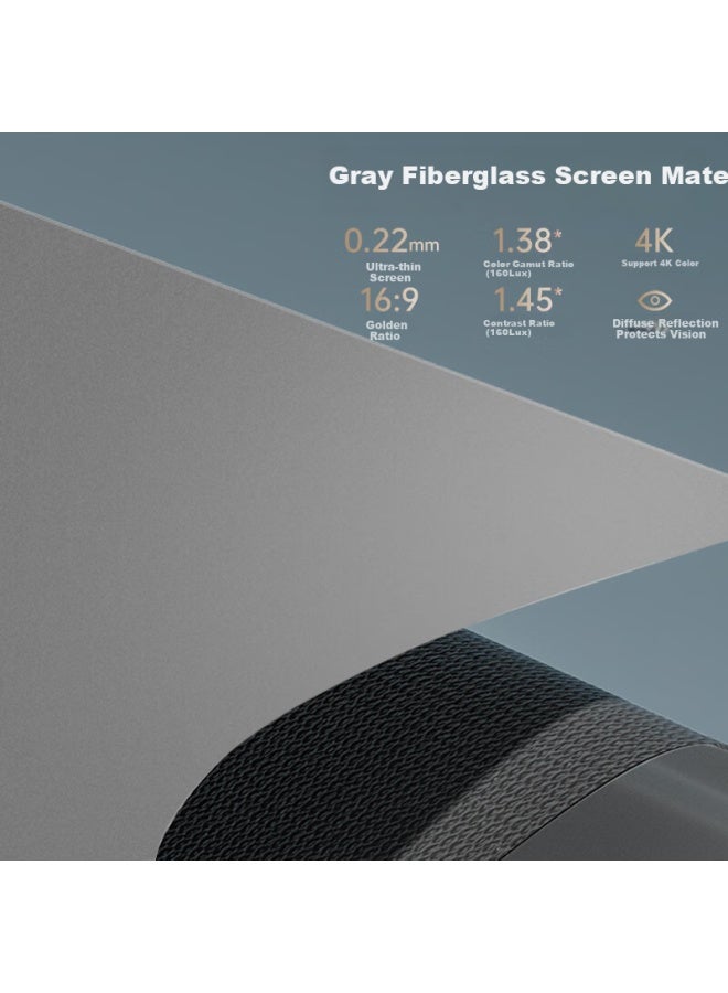 Kuaiduoxiaowu 100-inch 16:9 Gray Fiberglass Anti-light Hanging Wall Screen Easy Tallation 4k Hd Projector Screen【no Drilling】projector Xiaomi Mijia Epson - Image 2