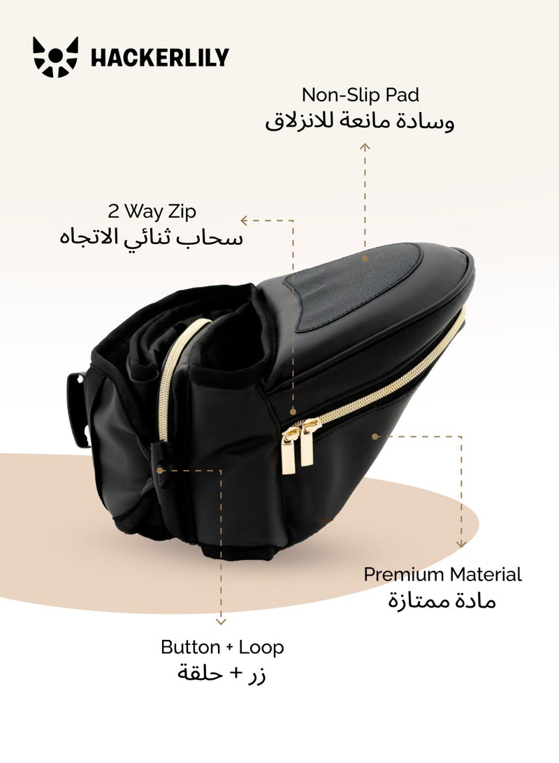 Hackerlily Ergonomic Hip Seat Baby Carrier | Strap-Free Hipseat with Storage & Bottle Holder | Non-Slip Seat | Vegan Leather | For Babies & Toddlers | 30×18×15 CM - Image 4