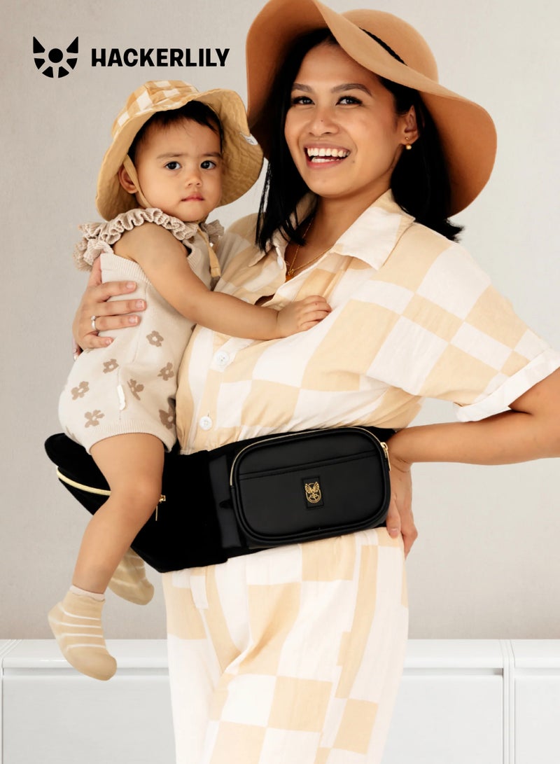 Hackerlily Ergonomic Hip Seat Baby Carrier | Strap-Free Hipseat with Storage & Bottle Holder | Non-Slip Seat | Vegan Leather | For Babies & Toddlers | 30×18×15 CM - Image 2