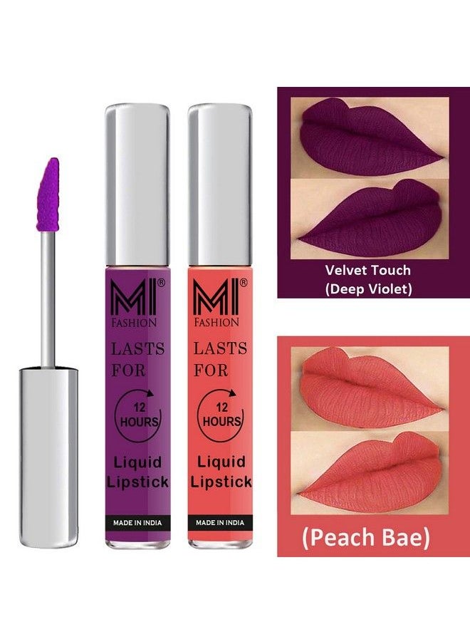 MI FASHION Long Stay Made In India Matte Liquid Lipsticks Waterproof 3Ml Each Deep Violet Liquid Lipstick Peach Bae Liquid Lipstick  - Image 3