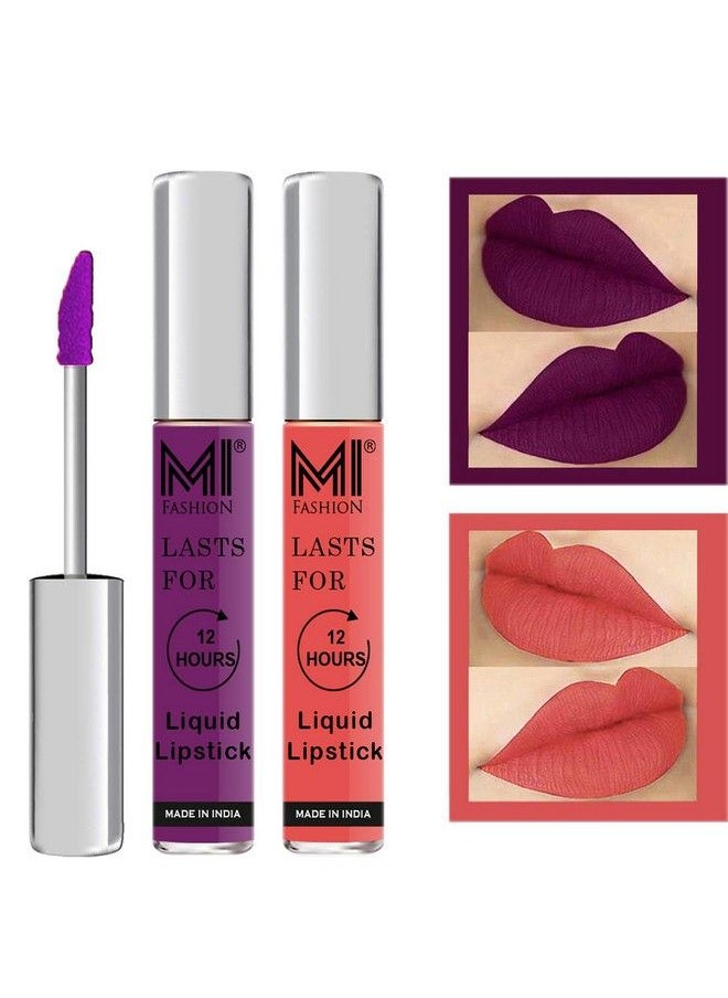 MI FASHION Long Stay Made In India Matte Liquid Lipsticks Waterproof 3Ml Each Deep Violet Liquid Lipstick Peach Bae Liquid Lipstick  - Image 2
