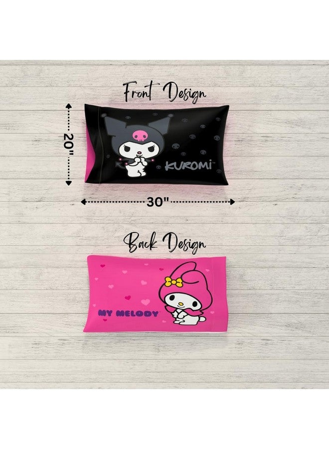Franco Franco Collectibles Hello Kitty & Friends My Melody & Kuromi Beauty Silky Satin Standard Reversible Pillowcase Cover 20x30 for Hair and Skin, (Officially Licensed Product)  - Image 5