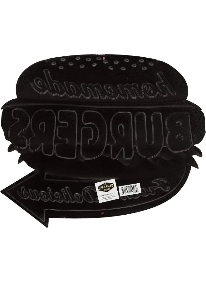 Open Road Brands Homemade Burgers Embossed Metal Sign Vintage Diner Burgers Sign for Kitchen or Man Cave Fresh and Delicious - Image 3