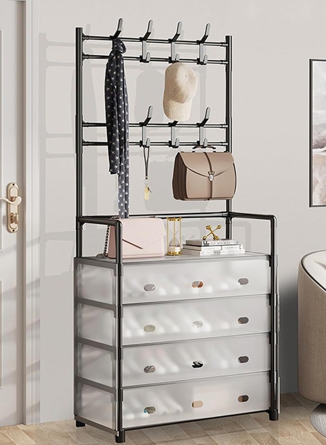 RollsTimi  2 in 1 Shoe Rack, Multi-Layer Coat Rack, Removable and Free Assembly, Suitable for Sneakers Coats Backpacks, Black 5 Tier - Image 4