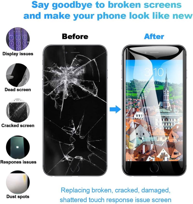 EFAITHFIX for iPhone 8/SE 2020 LCD Screen Replacement Black 4.7 Inch Frame Assembly Display 3D Touch Screen Digitizer with Repair Tools Kit Tempered Glass Screen Protector for A1863, A1905, A1906 - Image 4