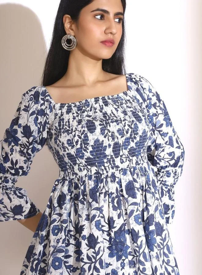 آي شين طقم نسائي من إيشين بطبعات زهور وبلوزة بكسرات وسروال