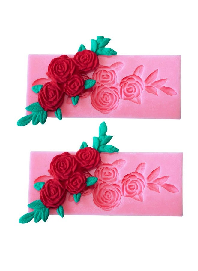 Hengke 2 Pieces Four Roses Candy Silicone Mold Fondant Chocolate Candy Molds Sugar Craft Diy Cake Molds For Cake Topper Decor Desserts Ice Cube Candy Pudding - Image 1