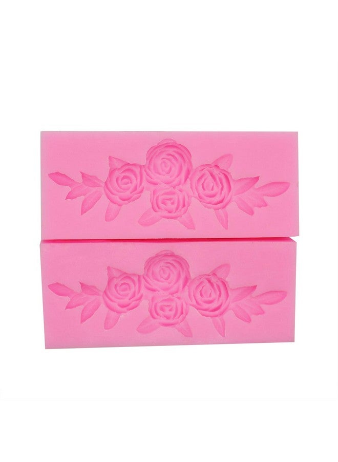 Hengke 2 Pieces Four Roses Candy Silicone Mold Fondant Chocolate Candy Molds Sugar Craft Diy Cake Molds For Cake Topper Decor Desserts Ice Cube Candy Pudding - Image 2