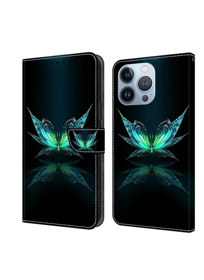 Case Cover For iPhone 14 Pro Max Crystal 3D Shockproof Protective Leather Phone Case Reflection Dutterfly