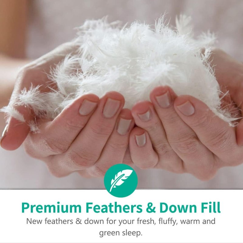 APSMILE Oversized King Feathers Down Comforter - Ultra Soft All Seasons 100% Organic Cotton Duvet Insert Medium Warm Quilted Bed Comforter with Corner Tabs (120x98, White) - Image 5
