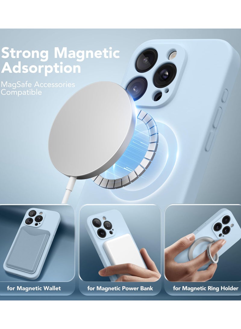 SUYDANBOX Magnetic for iPhone 15 Pro Max Case Compatible with MagSafe [Full Camera Protection][Screen Protector] Silicone Shockproof Protective Phone Case for iPhone 15 Pro Max 6.7" Light Blue - Image 2