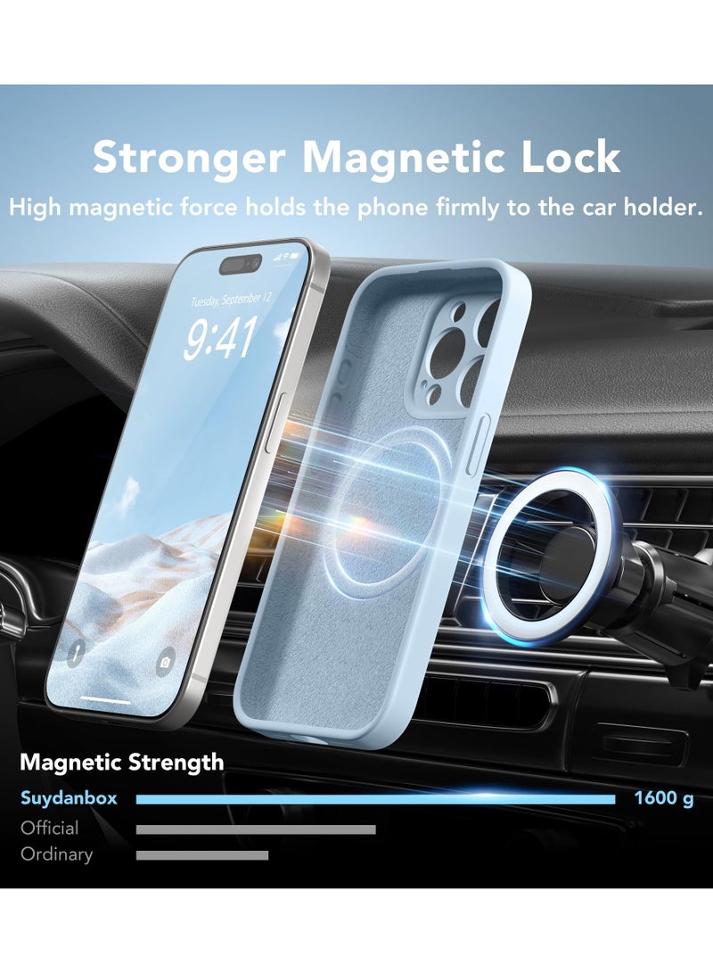 SUYDANBOX Magnetic for iPhone 15 Pro Max Case Compatible with MagSafe [Full Camera Protection][Screen Protector] Silicone Shockproof Protective Phone Case for iPhone 15 Pro Max 6.7" Light Blue - Image 3