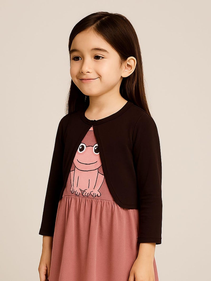 KRYPTIC Kids Girls Crop Length Cotton Shrug - Soft Lightweight Open Front Layer for Stylish Everyday Wear - Image 3