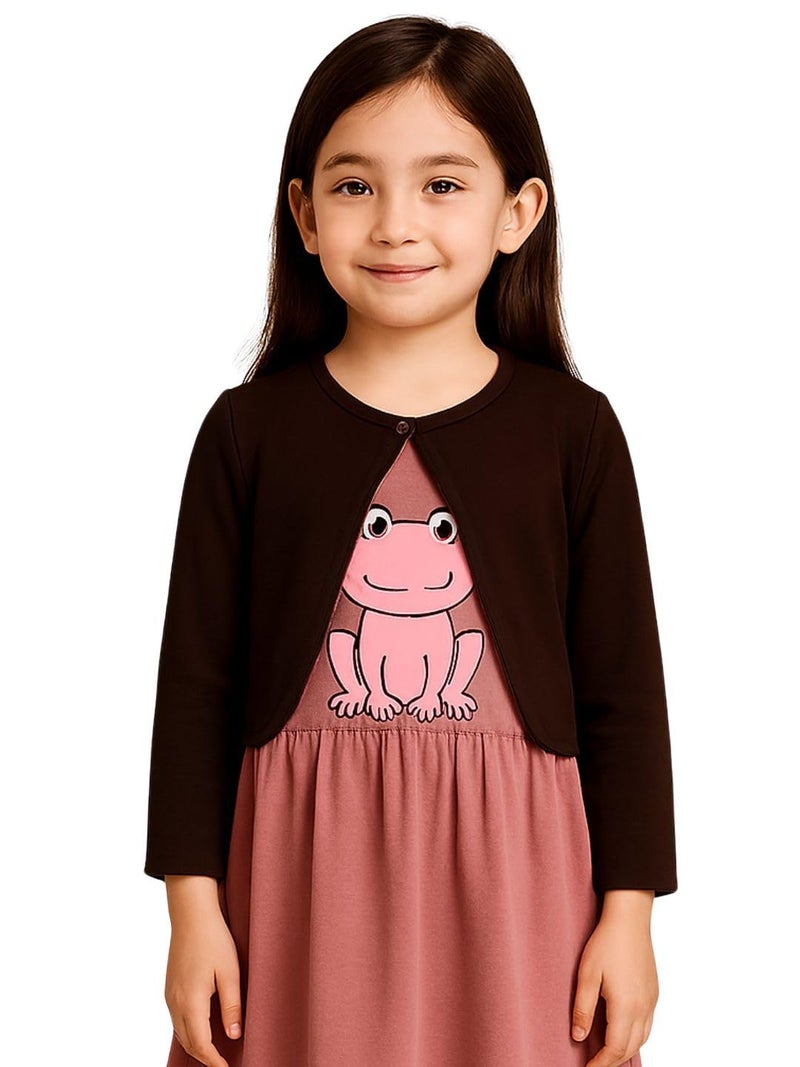 KRYPTIC Kids Girls Crop Length Cotton Shrug - Soft Lightweight Open Front Layer for Stylish Everyday Wear - Image 1
