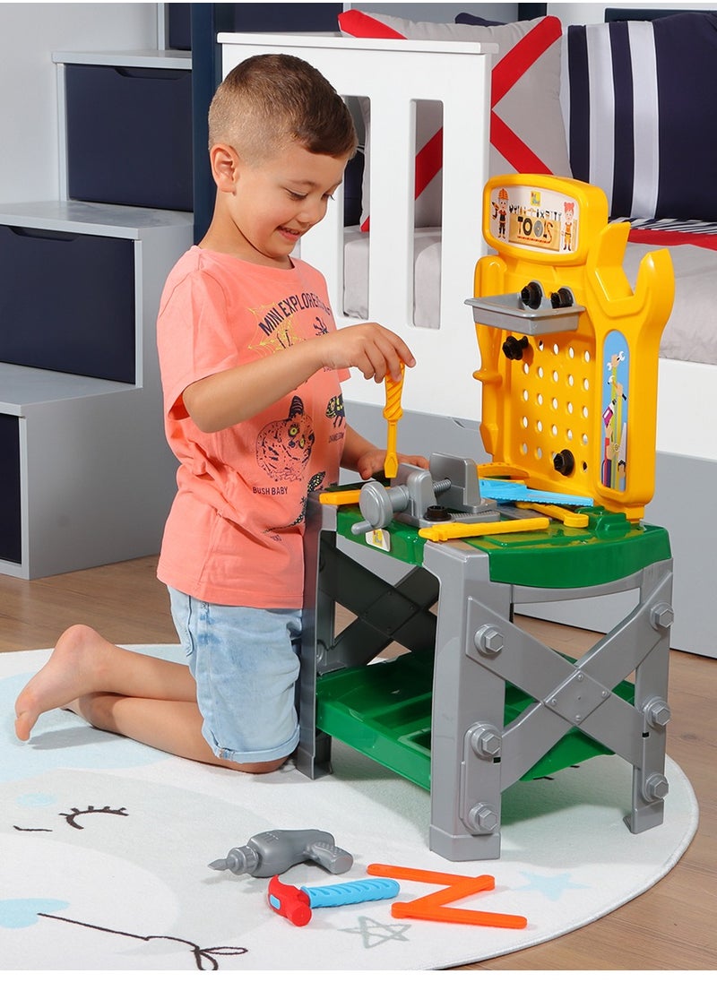 Ogi Mogi Toys Kids Tool Bench, 33 Pieces Construction Workbench with Electric Drill, Pretend Role Play Toys, Learning Workshop Tools Box Set for Motor Skills, Kids Toddlers Age 3+ years  - Image 1
