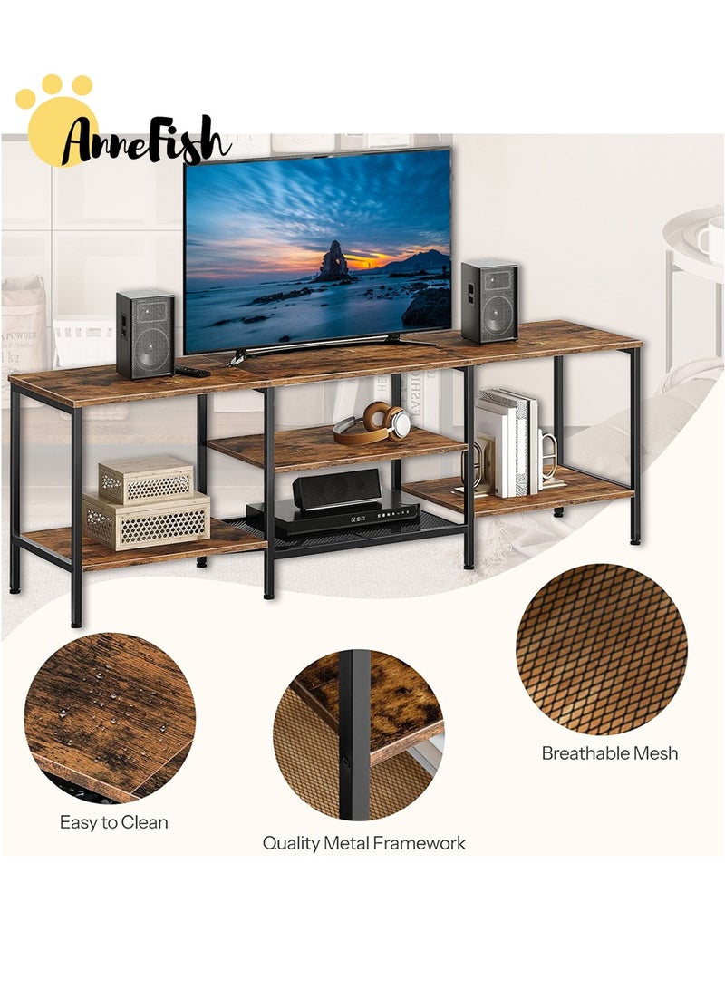 AnneFish 3Pcs Entertainment Center Set 1Pcs 180*40*52cm TV Stand Table For TV Up To 75 Inch and 2Pcs 5 Tier  60x30x154cm Bookshelf Storage Shelves - Image 4