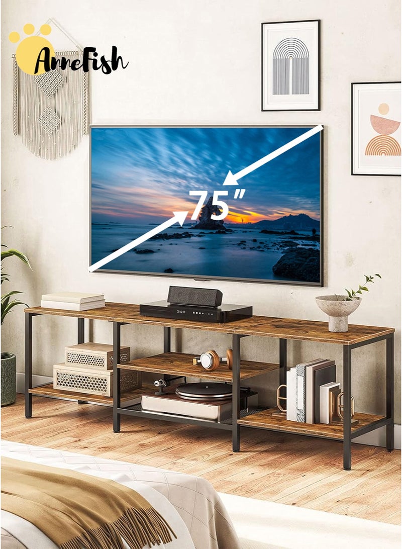 AnneFish 3Pcs Entertainment Center Set 1Pcs 180*40*52cm TV Stand Table For TV Up To 75 Inch and 2Pcs 5 Tier  60x30x154cm Bookshelf Storage Shelves - Image 2