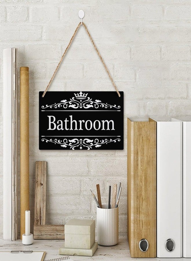 Henntile Bathroom - Decorative Wood Sign Home Decor,Wall Art，6 inch by 12 inch Hanging Sign - Image 3