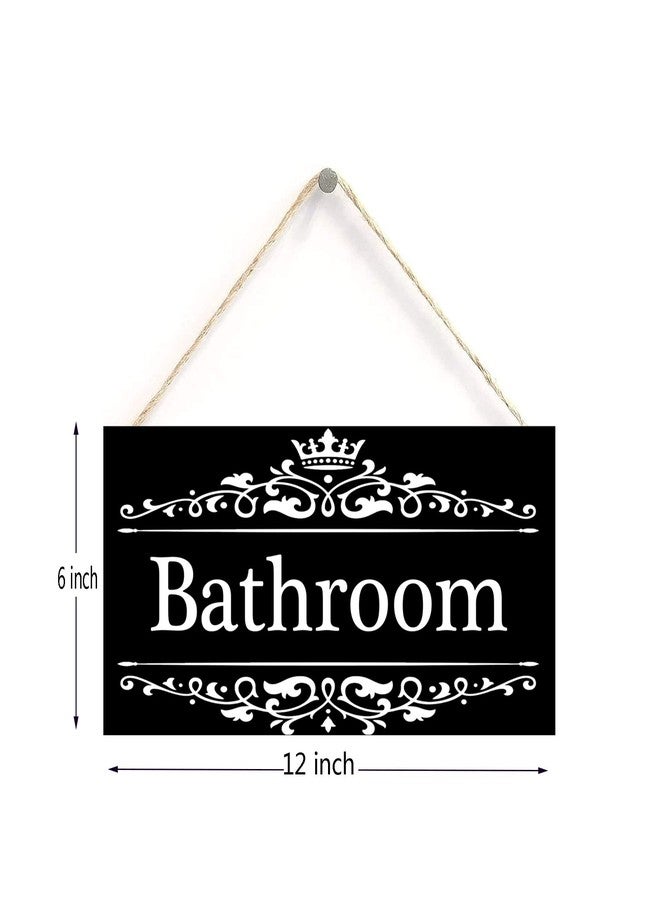 Henntile Bathroom - Decorative Wood Sign Home Decor,Wall Art，6 inch by 12 inch Hanging Sign - Image 2