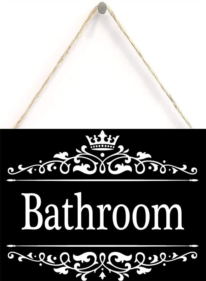 Henntile Bathroom - Decorative Wood Sign Home Decor,Wall Art，6 inch by 12 inch Hanging Sign - Image 1