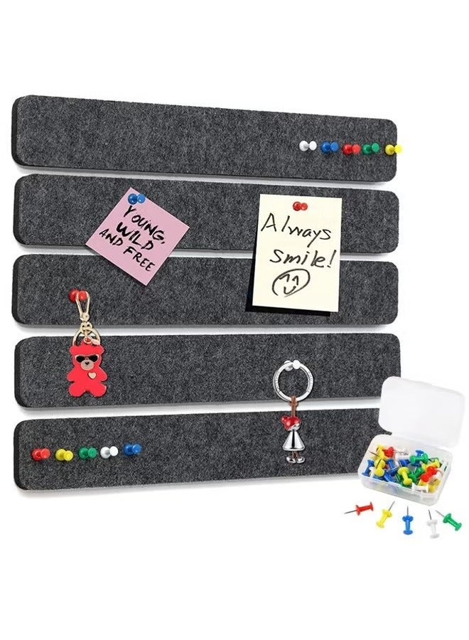 Generic 5 Pack Bulletin Board Strips, COIDEA Felt Pin Board Bar with 35 Push Pins Self-Adhesive Felt Bulletin Board for Office School Home Wall Decoration, for Organize Memo, Photos, Display  - Image 1
