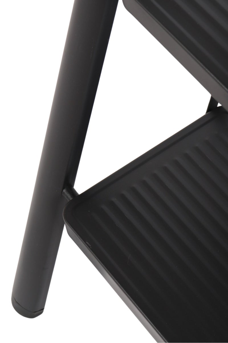 HOMEVEO Folding metal ladder with wide, non-slip steps (3 steps) - safe and sturdy design for easy access to high places.  - Image 3