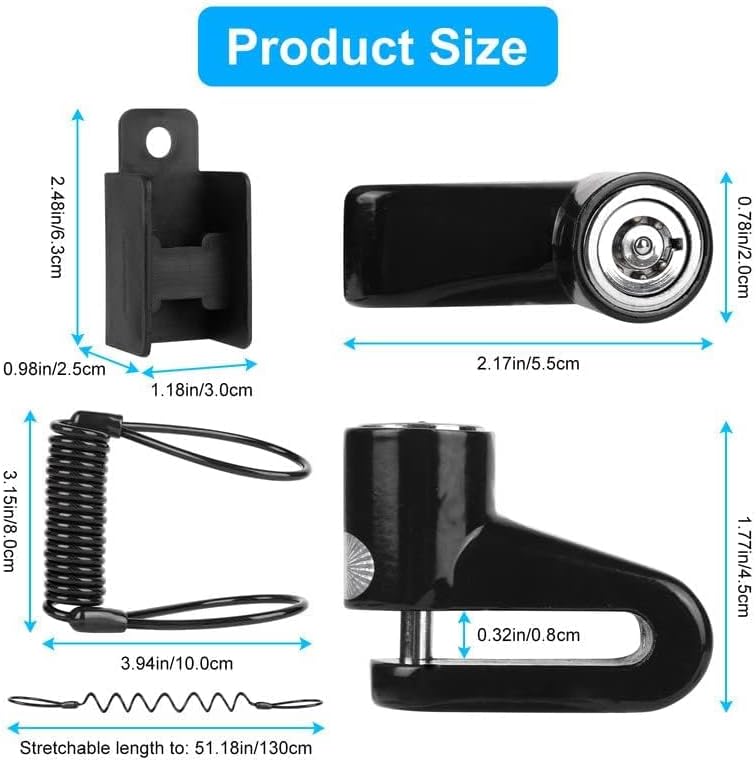 Ainiv Bike Lock, Disc Brake Lock, 1300mm/12mm Cycling Cable Lock with 2 Keys,Electric Scooter Lock Accessory Anti-Theft for Xiaomi M365/Pro,Bike, Electric Bike, Skateboards, Strollers, Lawnmowers - Image 2