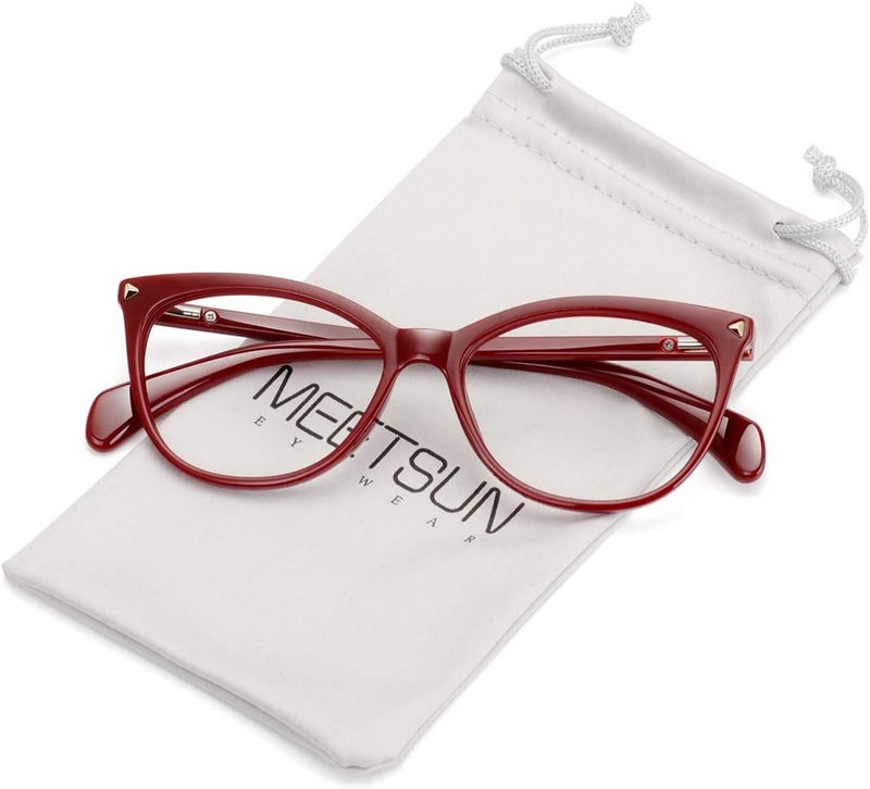 MEETSUN Non Prescription Glasses Frames For Women，Retro Cateye Fake Eyeglasses HD Clear Lens - Image 1