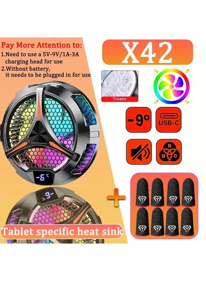 Black Tablet Cooler With Magnetic Chip And Four Pairs Gaming Finger Pads Battery Free Plug In Required - Image 2