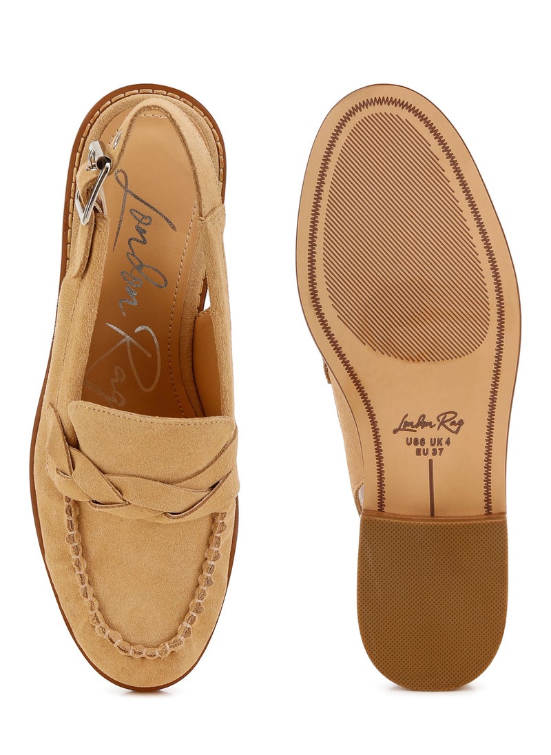 London Rag Woven Strap Slingback Loafers in Beige  - Image 4