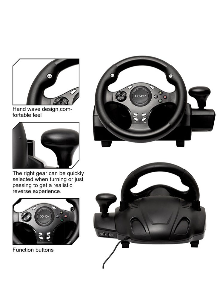 DOYO Gaming Racing Wheel, Steering Wheel for PC, 270 Degree Driving Force Sim Game Steering Wheel with Responsive Gear and Pedals for PC/PS3/PS4/XBOX ONE/XBOX 360/Nintendo Switch/Android  - Image 5