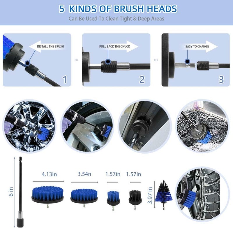 Outigu 30 Piece Car Cleaning and Detailing Kit with Drill Brush Set - Image 2