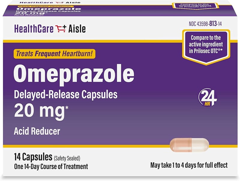 HealthCareAisle HealthCareAisle Omeprazole 20 Mg - 14 Delayed-Release Capsules - Acid Reducer, Treats Frequent Heartburn 