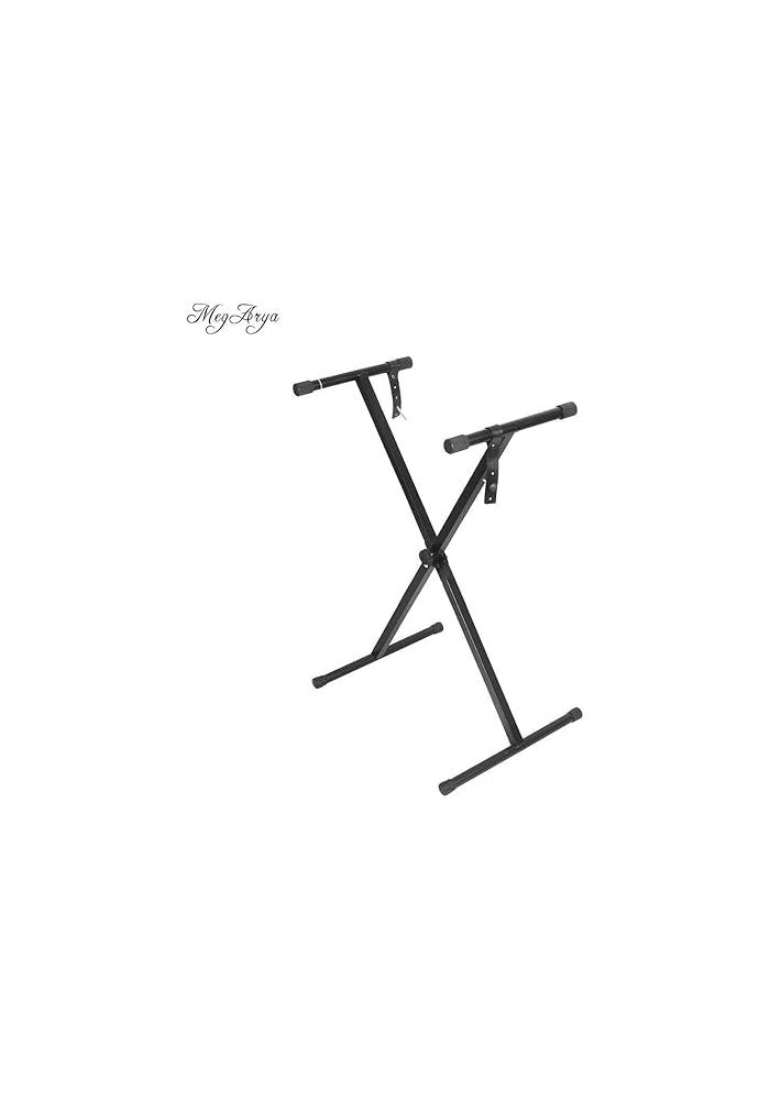 Megarya Single X Adjustable Piano Keyboard Stand with Padded Stool, Black - Image 2