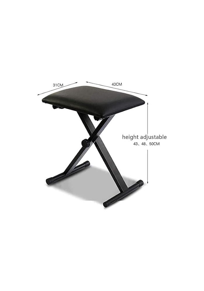 Megarya Single X Adjustable Piano Keyboard Stand with Padded Stool, Black - Image 3