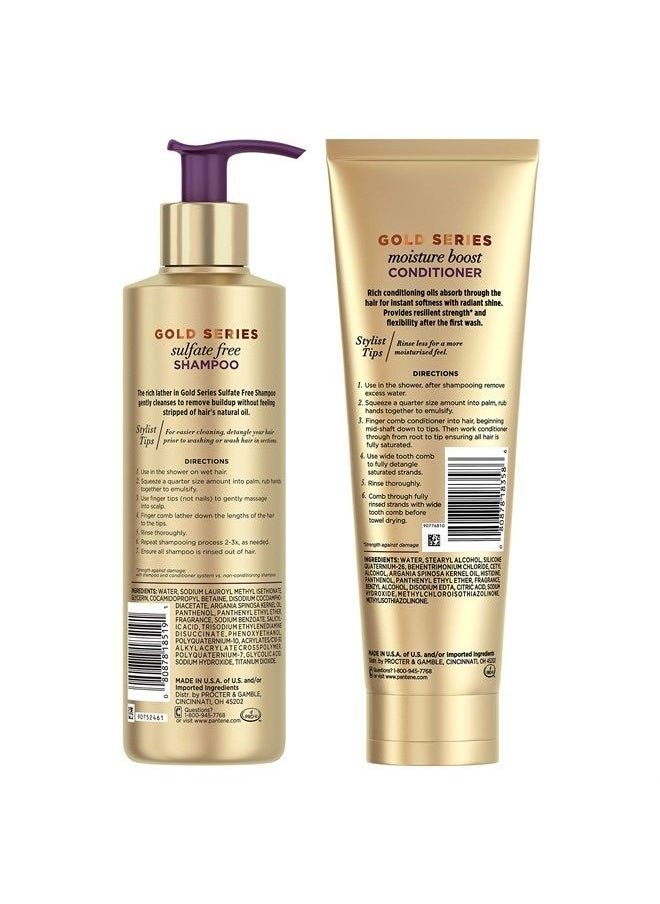 Pantene , Shampoo and Sulfate Free Conditioner Kit, with Argan Oil, Pro-V Gold Series, for Natural and Curly Textured Hair, 17.9 fl oz, Kit  - Image 2
