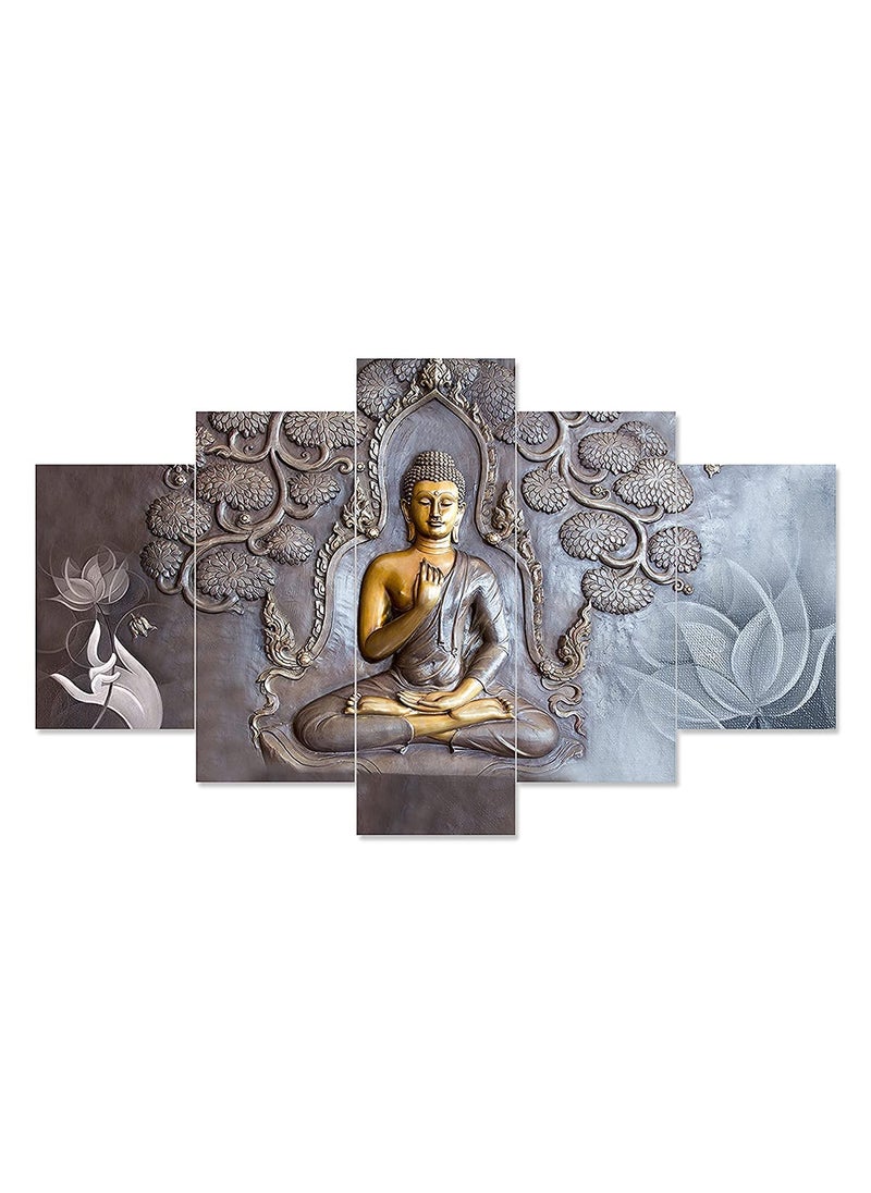 Perpetual perpetual Buddha 3D Scenery Wall Painting Set of 5| Painting For Wall Decoration | Large Framed Wall Decor for Living Room, Office (75 x 43 cm) K4D - Wood  - Image 3