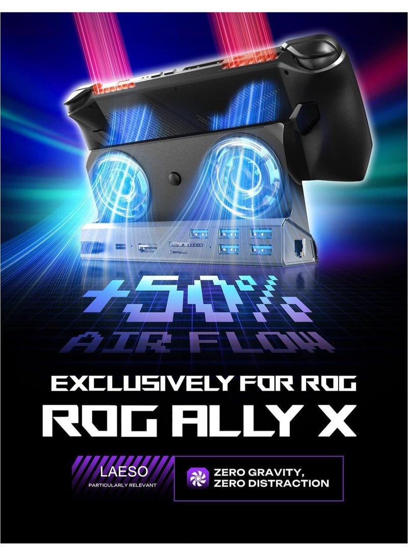 ليسو محطة توصيل 10 في 1 لجهاز Steam Deck OLED و ROG Ally X و Legion Go، مروحتان للتبريد، 5 منافذ USB، ودعم 4K@60Hz، منفذ شحن 100 واط يدعم وضع ROG Ally 30 واط، إيثرنت جيجابت مناسب لجهاز Steam Deck OLED - Image 2