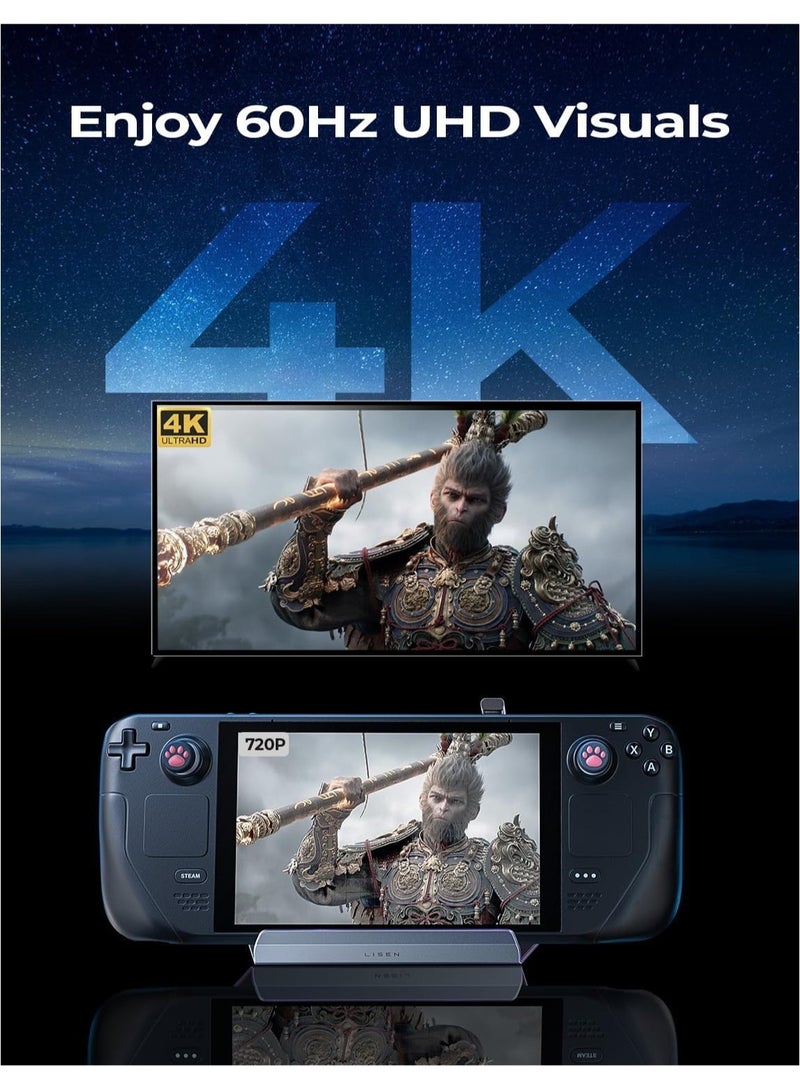 ليسو محطة توصيل 10 في 1 لجهاز Steam Deck OLED و ROG Ally X و Legion Go، مروحتان للتبريد، 5 منافذ USB، ودعم 4K@60Hz، منفذ شحن 100 واط يدعم وضع ROG Ally 30 واط، إيثرنت جيجابت مناسب لجهاز Steam Deck OLED - Image 5