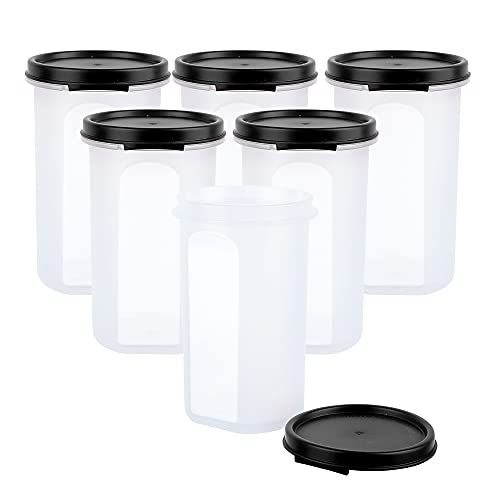 Cutting EDGE Smart Slim Storage Set of 6 – 585ML | Airtight & Leak-Resistant Round Modular Plastic Containers for Pasta, Snacks & Cookies | Stackable, BPA-Free, Refrigerator Safe – Black - Image 2