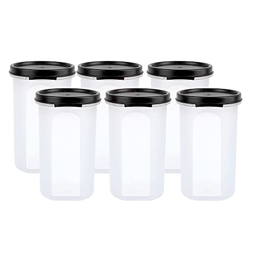 Cutting EDGE Smart Slim Storage Set of 6 – 585ML | Airtight & Leak-Resistant Round Modular Plastic Containers for Pasta, Snacks & Cookies | Stackable, BPA-Free, Refrigerator Safe – Black - Image 3