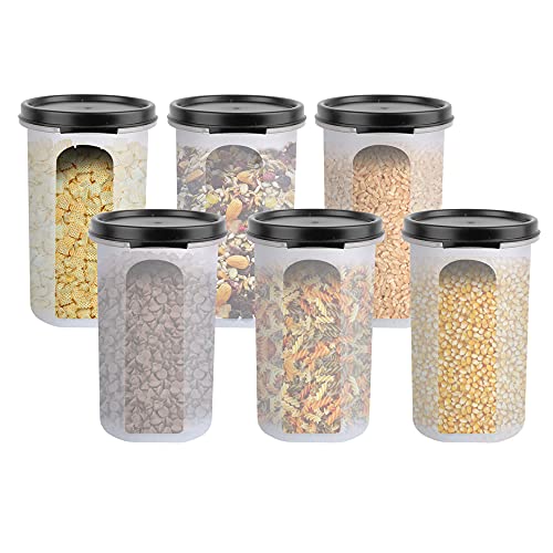 Cutting EDGE Smart Slim Storage Set of 6 – 585ML | Airtight & Leak-Resistant Round Modular Plastic Containers for Pasta, Snacks & Cookies | Stackable, BPA-Free, Refrigerator Safe – Black - Image 1