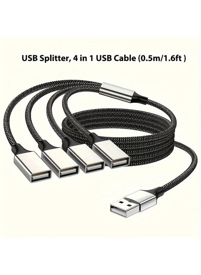 1pc 4 Port USB 2 0 Hub Adapter 1 Male to 4 Female Splitter 0 5m Cable for Data Transfer and Charging - Image 3