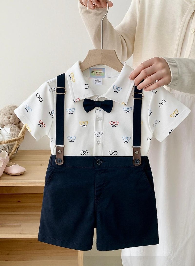 ANDRINA Baby Boys 1st Birthday Outfits Gentleman Suit, Shorts and Shirt Set with Tie.  - Image 1