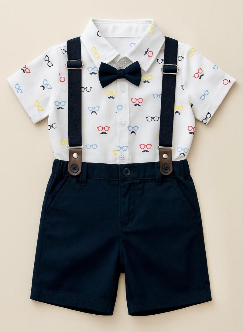 ANDRINA Baby Boys 1st Birthday Outfits Gentleman Suit, Shorts and Shirt Set with Tie.  - Image 2